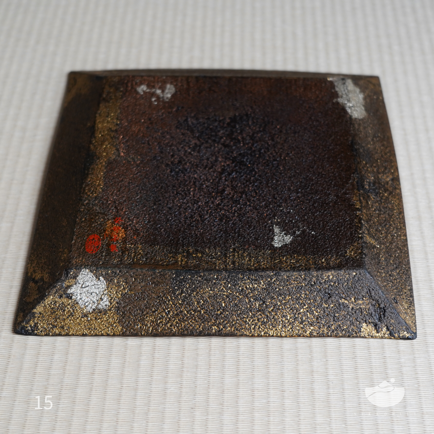 Nikko Hill Lacquer Tea Tray(Deep Blue with Black and Gold Base)