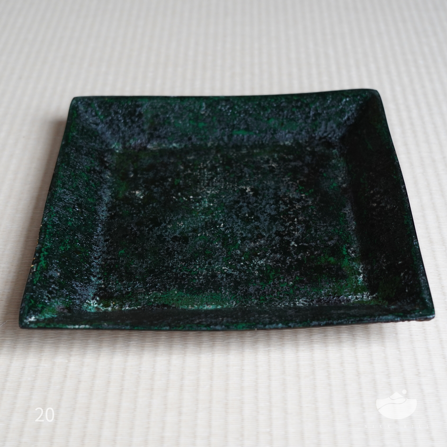 日光山方茶盤(墨綠色&黑金底面)