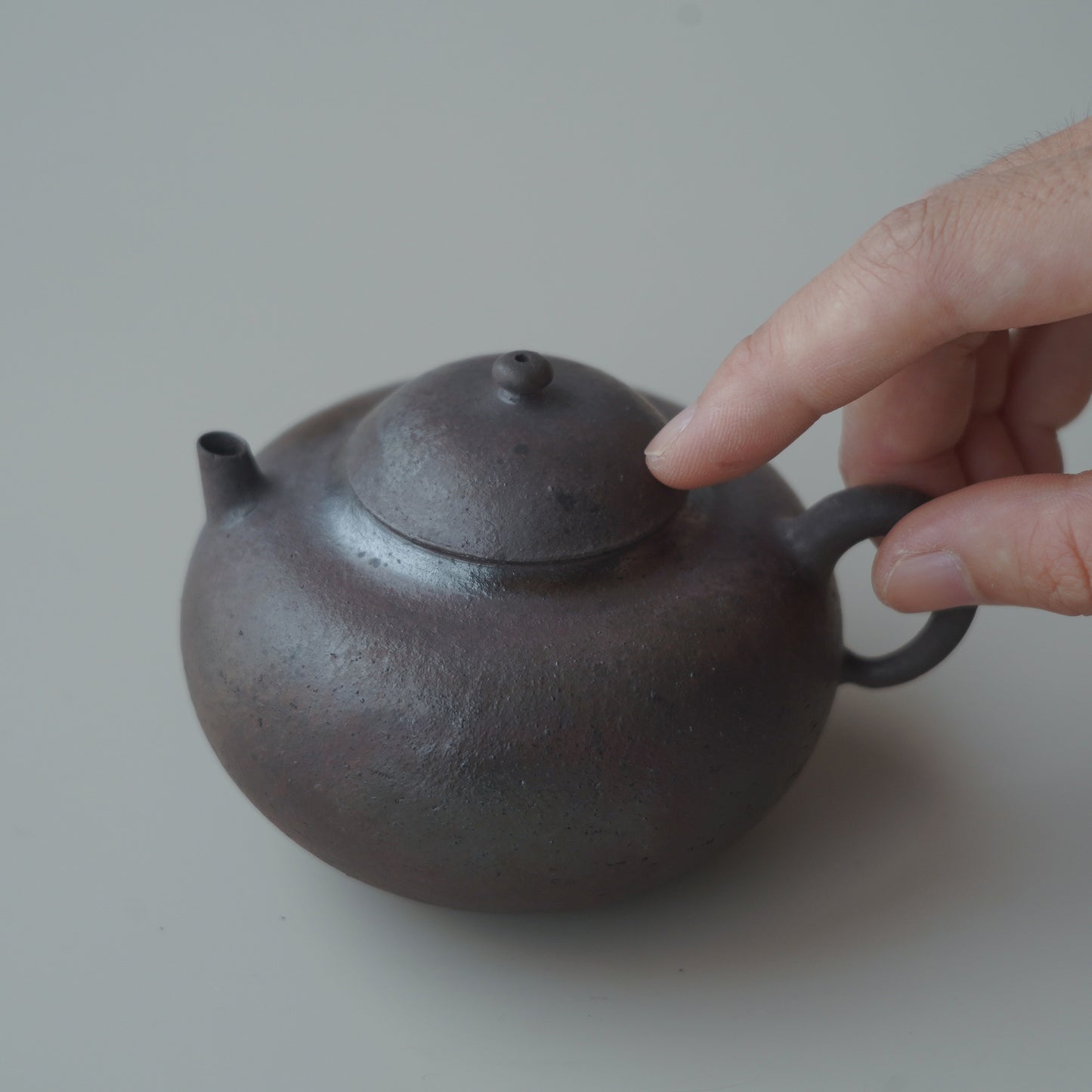 柴燒紫砂朱泥單孔壺