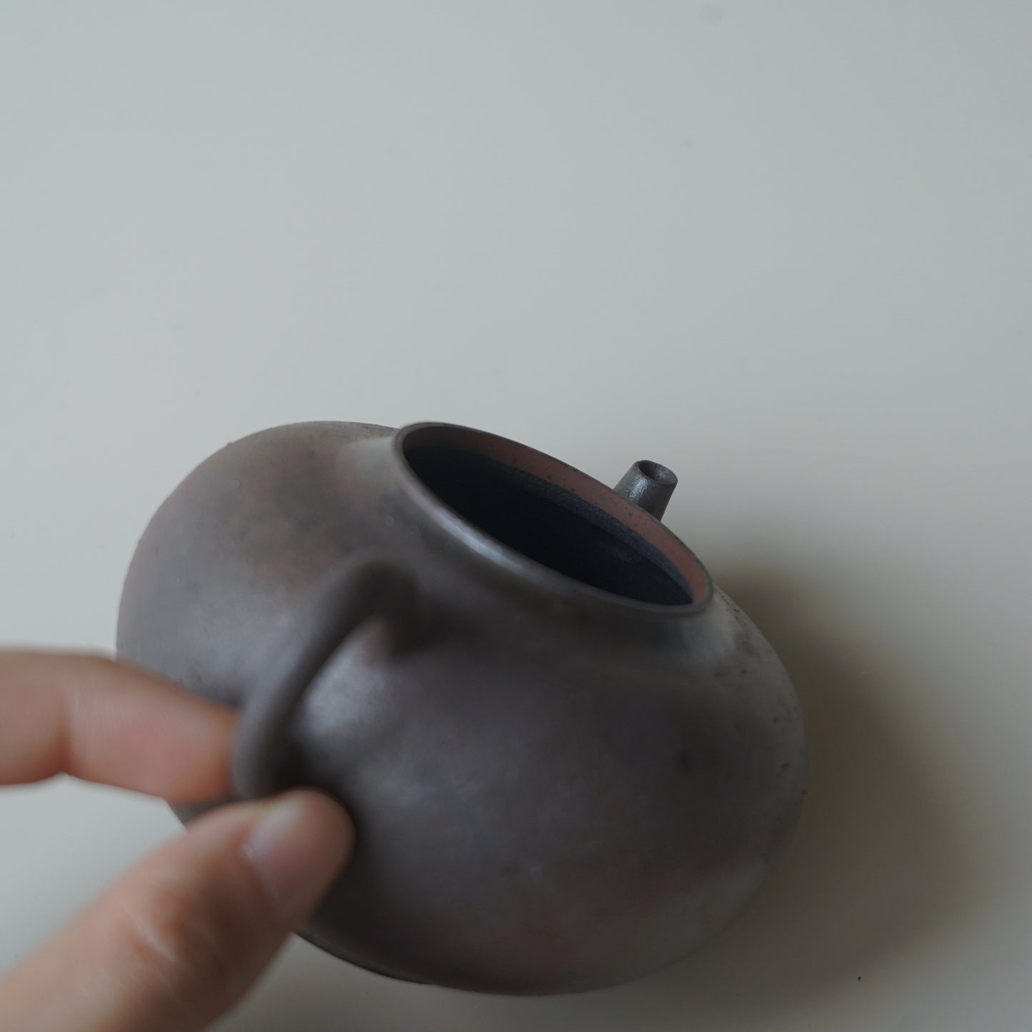柴燒紫砂朱泥單孔壺