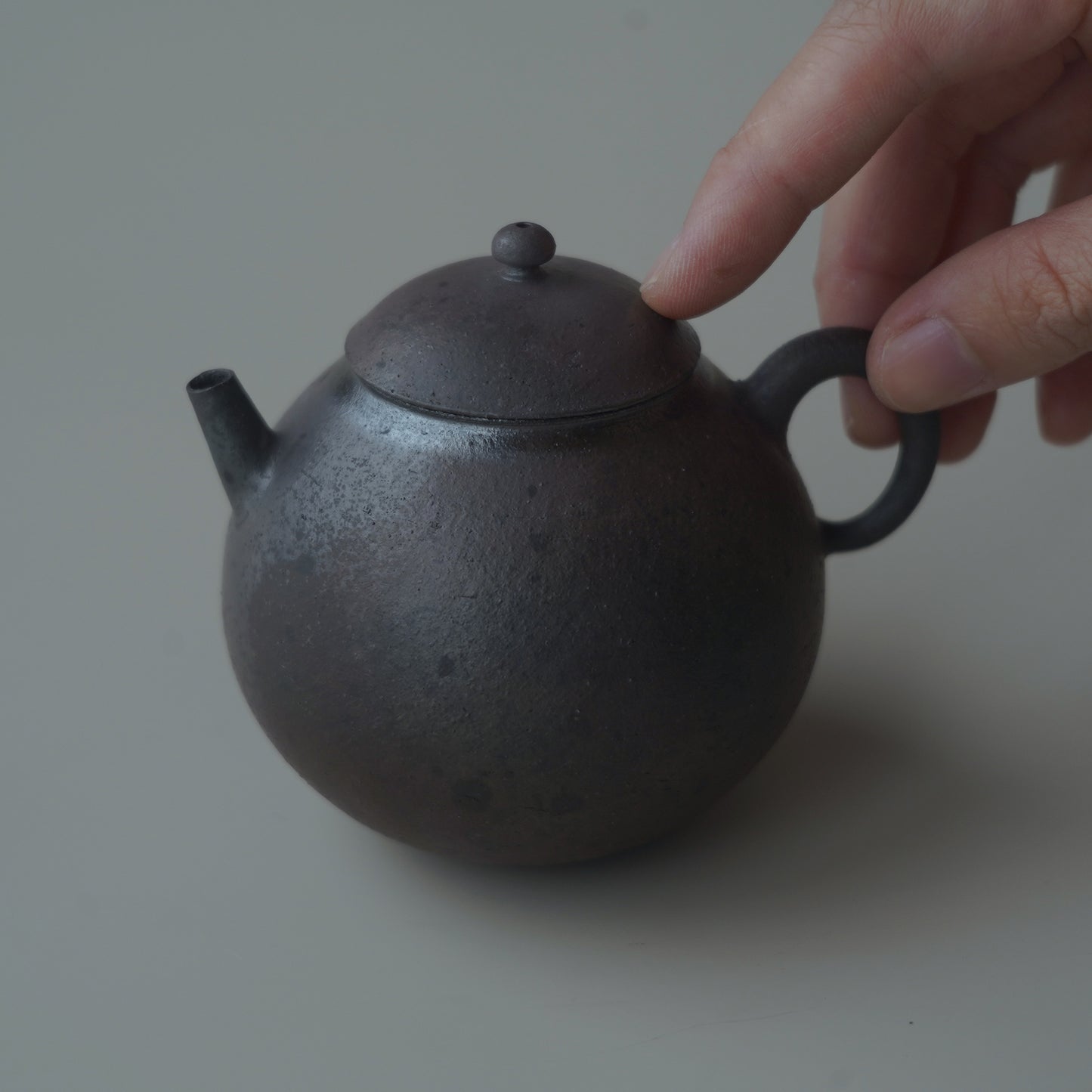 柴燒紫砂朱泥單孔壺