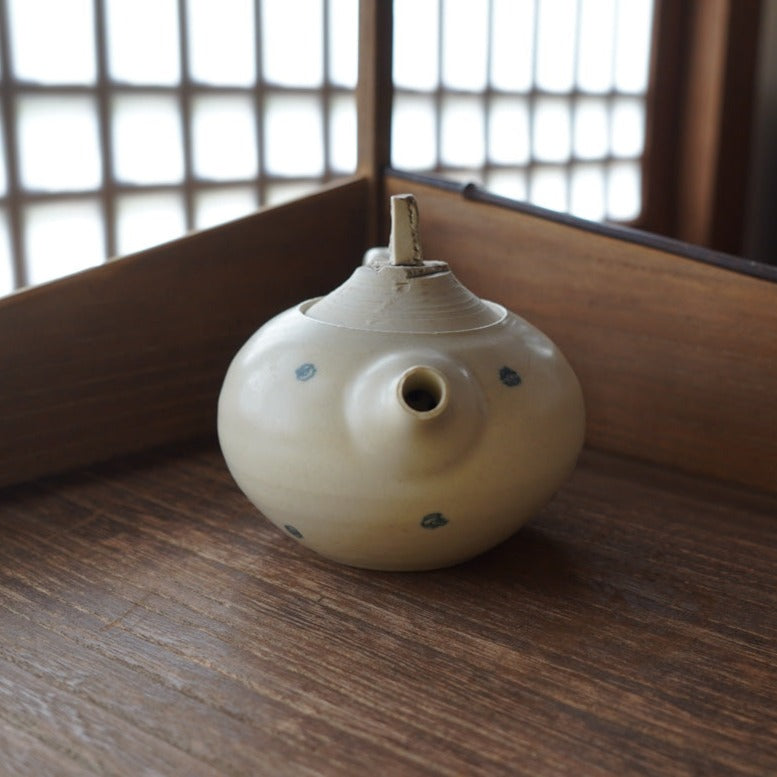 Crayon-painted Ceramic Round-flat Teapot