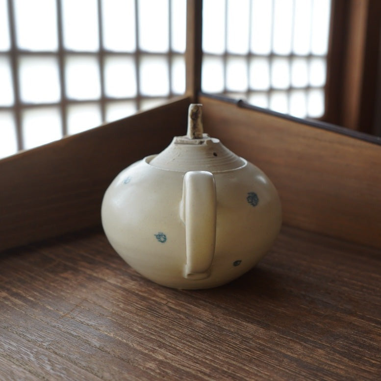 Crayon-painted Ceramic Round-flat Teapot