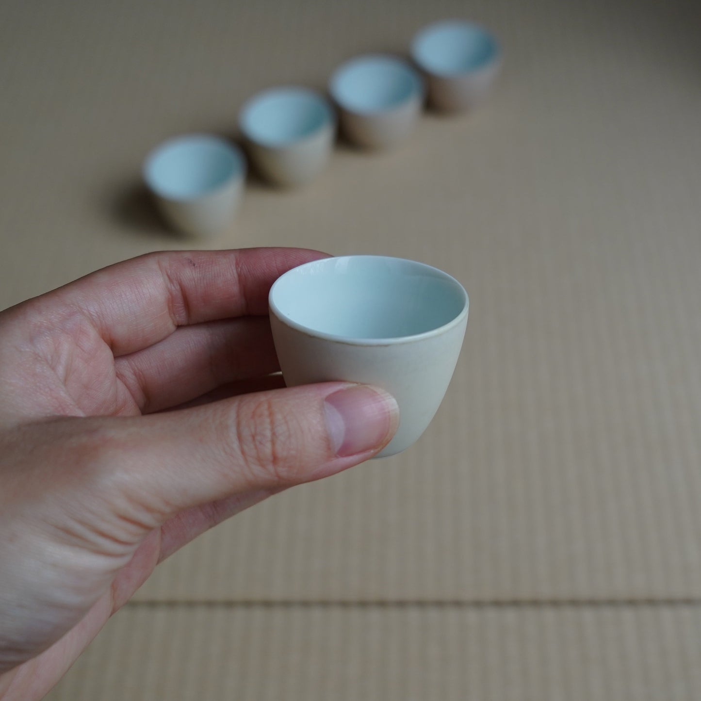Handcrafted Ceramic Tea Cup with Grass and Wood Ash Glaze