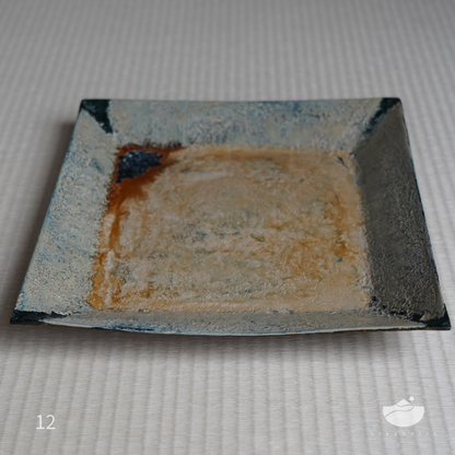 日光山方型漆盤(藍白橘混色&黑金底面)