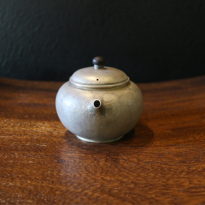 Ebony Round Teapot Knob + Ebony Ring Handle Silver Teapot