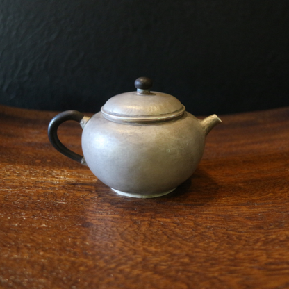 Ebony Round Teapot Knob + Ebony Ring Handle Silver Teapot