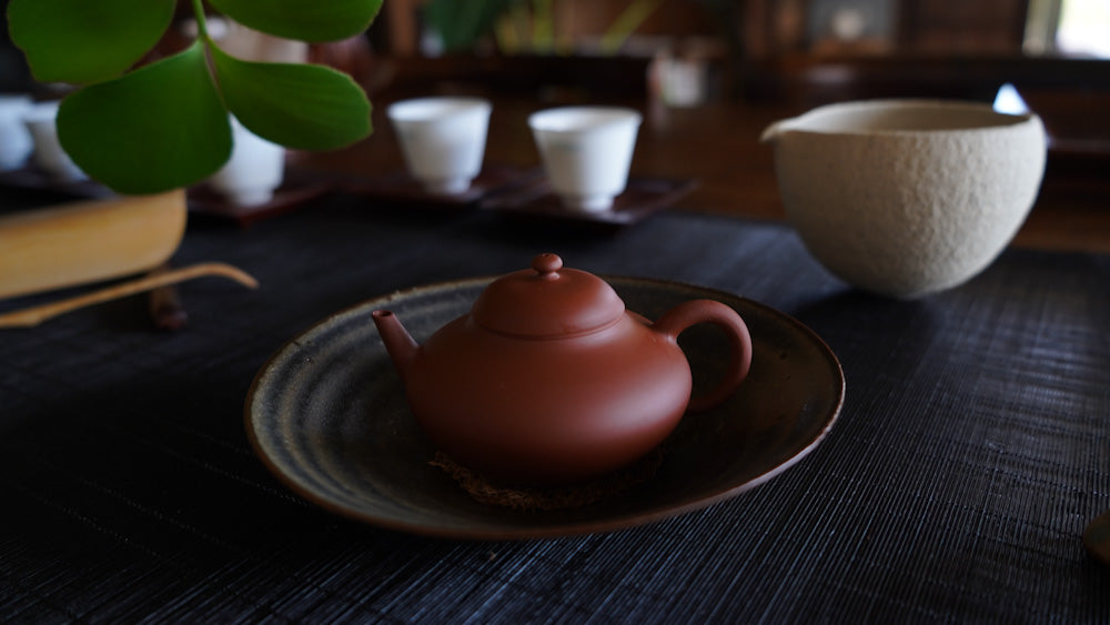 Cinnabar Clay Flat Horizontal Teapot