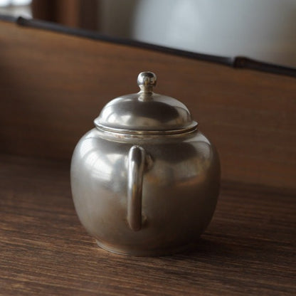 Bright Silver Ceramic Glaze Teapot