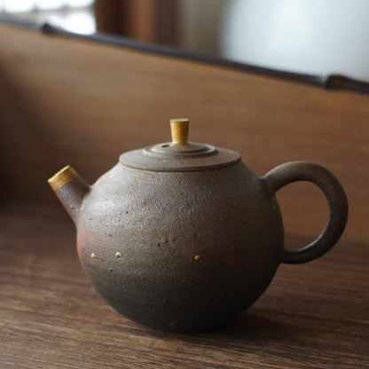 Pink Dotted Ceramic Gold Teapot