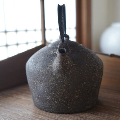 Iron-glazed Ceramic Water Kettle with Handle