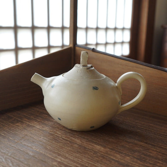 Crayon-painted Ceramic Round-flat Teapot