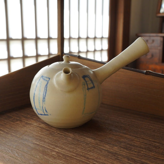 Crayon-painted Ceramic Teapot(Side Handle)