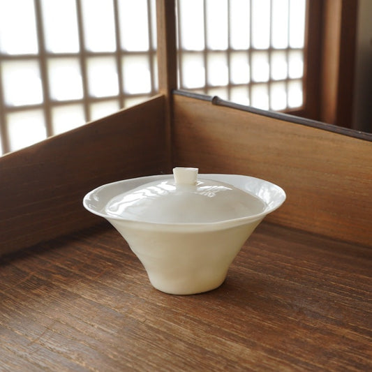 White Porcelain Ultra-thin Body Gongfu Covered Bowl