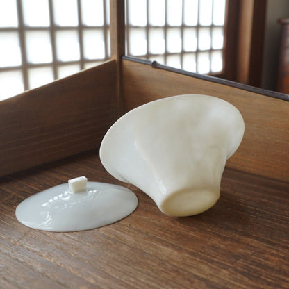 White Porcelain Ultra-thin Body Gongfu Covered Bowl