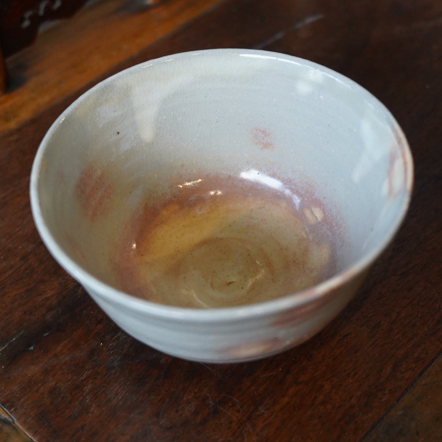 御砂燒灰粉色陶茶碗