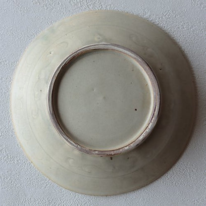 apanese Light Brown Carved Ceramic Handmade Serving Plate