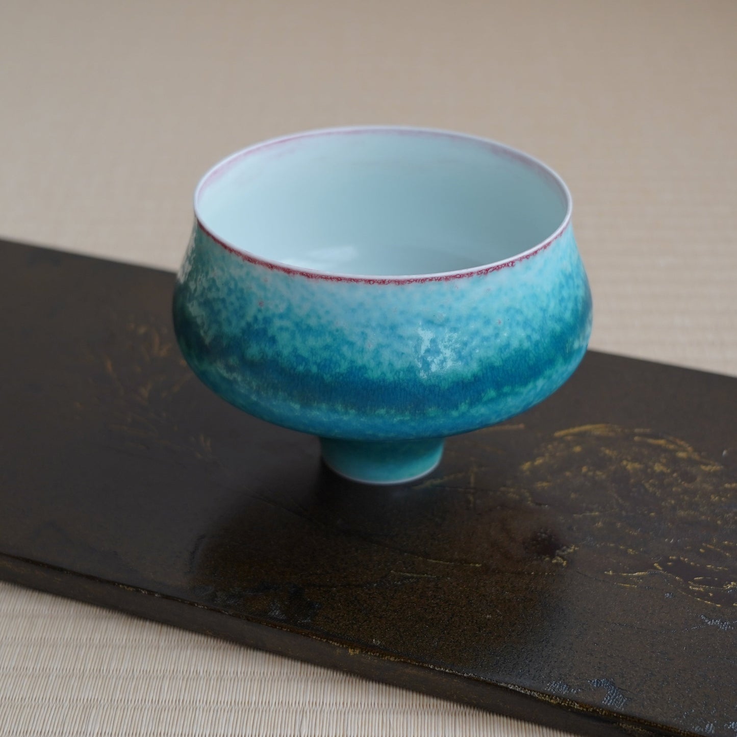 High-Temperature Reduction Fired Blue Glazed Ceramic Water Reservoir
