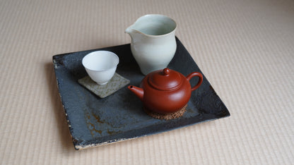 日光山方茶盤(墨綠色&黑金底面)
